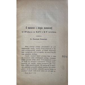 PIEKOSIŃSKI - O MONECIE I STOPIE MENNICZEJ W POLSCE