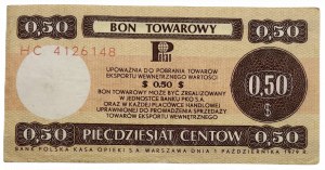 PEWEX DARČEKOVÝ CERTIFIKÁT 50 CENTOV 1979