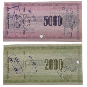 2 cestovné šeky NBP 5000 a 2000 PLN.