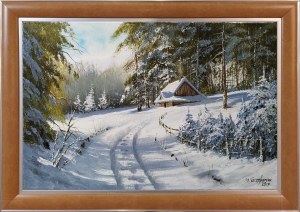 Marek Szczepaniak (ur.1964), Stary domek w zimowym lesie, 2019