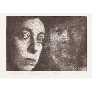 Krystyna Piotrowska (nar. 1949, Zabrze), Autoportrét s Rembrandtom, 1993