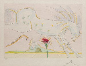 Salvador Dalí (1904 Figueres - 1989 Figueres), Koń i wilk z cyklu 'Les Bestaire de la Fontaine Dalinise', 1971