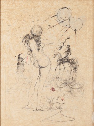 Salvador Dalí (1904 Figueras/Hiszpania - 1989 Figueras/Hiszpania), Nude, Horse and Death z cyklu 'Poemes Secrets' Guillaume Apollinaire'a, 1967