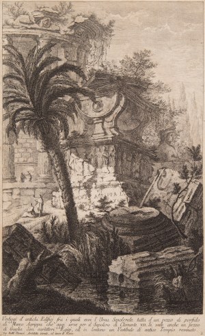 Giovanni Battista Piranesi (1720 Mogliano Veneto - 1778 Rzym), Fantazja architektoniczna z cyklu 'Prima parte di architetture e prospettive', 1743