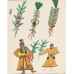 Zofia Stryjeńska (1891 Kraków - 1976 Geneva), Wedding Cracovian Costume and Wedding Rods, sheet VI from portfolio 'Polish Peasants' Costumes', 1939
