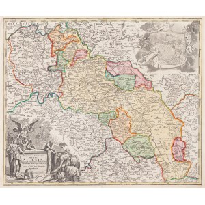 Johann Baptist Homann (1663 - 1724 ), Mapa Slezska s plánem Vratislavi (Superioris et Inferioris Ducatus Silesia...), 1712