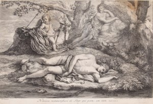 Gérard Audran (1640 Lyon - 1703 Paryż), Narcyz i Echo według Poussina
