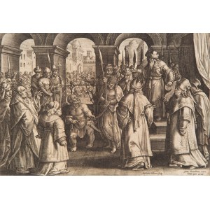 Adriaen Collaert (1560 Antwerpen - 1618 Antwerpen), Pilatus erklärt die Unschuld von Jesus, 1580-1587