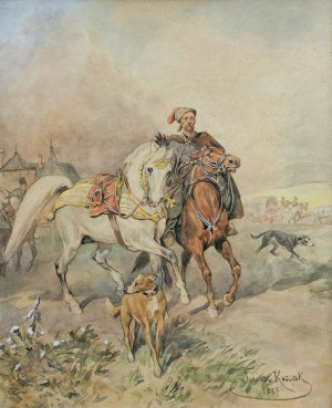 Kossak Juliusz, LUZAK W POCHODZIE WOJSKA, 1887
