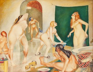 Bolesław Cybis (1895 Folwark Massandra na Krymie - 1957 Trenton (New Jersey, USA)), Kobiety w łaźni, 1923