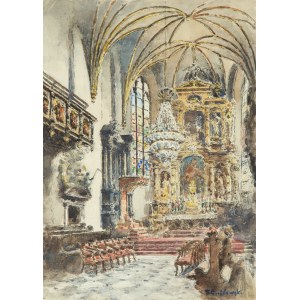 Tadeusz Cieślewski (Vater) (1870 Warschau - 1956 Warschau), Innenraum der Kirche