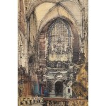 Henryk Dąbrowski (1927 Warsaw - 2006 Warsaw), Cracow - interior of the Corpus Christi church , 1958