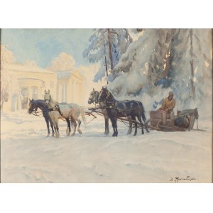 Zygmunt Rozwadowski (1870 Lviv - 1950 Zakopane), Czwórka in front of the palace