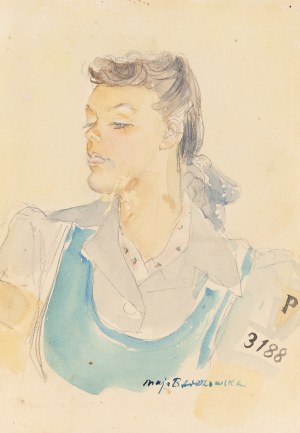 Maja Berezowska (1898 Baranowicze - 1978 Warszawa), Portret Haliny Zofii Belli (Anioła Śmierci), 1943