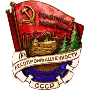 Russia - USSR Badge Honorary Worker of the Timber Industry Narkomles (National Commissariat of the Forest Industry of the USSR) 1939
