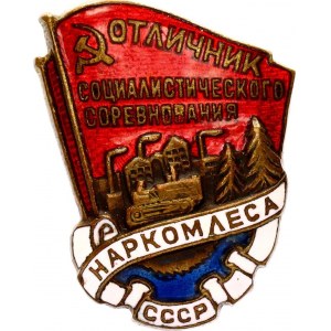 Russia - USSR Badge Excellent Socialist Competition Narkomles (National Commissariat of the Forest Industry of the USSR) 1941 - 1946