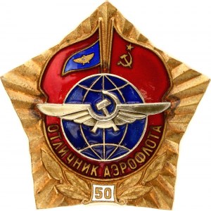 Russia - USSR Badge Excellent Worker of AEROFLOT GVF USSR (Merchant Air Fleet of the USSR) 1973