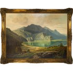 Georg Engelhardt (1823 Mühlhausen - 1883 Berlin), Alpine scenery with herdsmen and cows