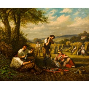 Andries Scheerboom (1832 Amsterdam - 1891 London), Lunch break during the grain harvest