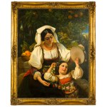 Johann Grund (1808 Vienna - 1887 Baden-Baden), Mother and daughter in traditional costume of the Albanian mountains under an orange tree