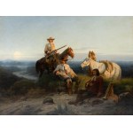 Christian I. Sell (1831 Altona - 1883 Düsseldorf), Resting troop at sunset