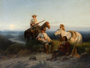 Christian I. Sell (1831 Altona - 1883 Düsseldorf), Resting troop at sunset