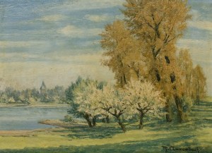 Max Clarenbach (1880 Neuss - 1952 Wittlaer), Rhine near Wittlaer in spring