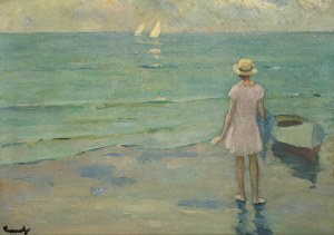 Edward Cucuel (1875 San Francisco - 1954 Pasadena/California), 'Am Meeresstrand'