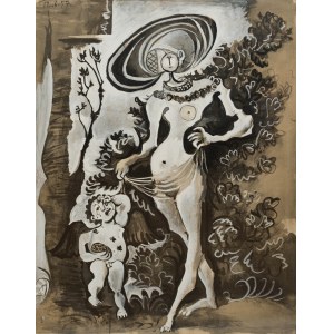 Pablo Picasso (1881 Malaga - 1973 Mougins) (F), Venus et L'amour voleur de miel (d'après Cranach l'Ancien)'