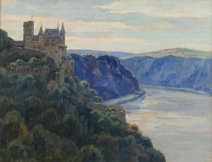 Marius SKOV (1885-1964), Zamek w Katz z mityczną górą Lorelei nad Renem