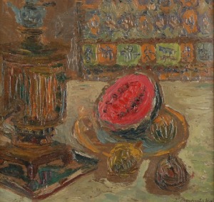 Zofia BOCHEŃSKA (1918-?), Martwa natura z samowarem i arbuzem