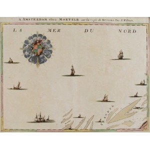 Eugene Henri FRICX (1644 - 1733) - według, Mapa południowej Holandii Morze Północne [La Mer du Nord]
