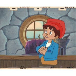 Pinokio - oryginalna folia animacyjna z malowanym tłem