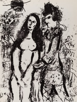 Marc Chagall (1887-1985) według, Zakochany klaun, litografia, 1963 r.