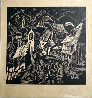 Stefan Rassalski (1910-1972), Kazimierz nad Wisłą, drzeworyt, l. 30. XX w.