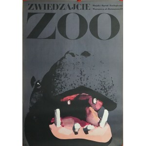 Waldemar Swierzy. Návštěva v ZOO - hroch. Plakát 1967.