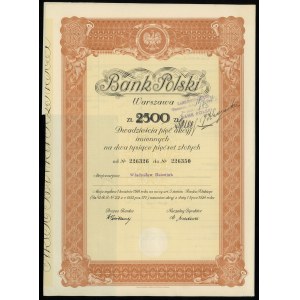 Polska, 25 akcji po 100 złotych = 2.500 złotych, 1.04.1934, Warszawa
