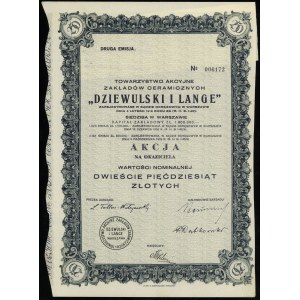 Polen, Inhaberaktie mit einem Wert von 250 Zloty, 1926, Warschau