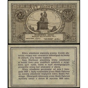 Polska, bilet zdawkowy - 20 groszy, 28.04.1924