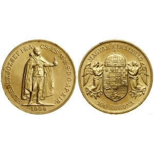 Węgry, 100 koron, 1908 KB, Kremnica