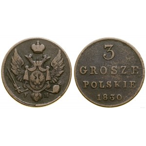 Polska, 3 grosze, 1830 FH, Warszawa