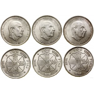 Hiszpania, lot 3 x 100 peset, 1966, Madryt