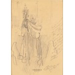 Jan Matejko (1838-1893), Skizze eines Priesters mit einer Monstranz, 1863