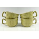 Set of 4 cups with saucers, checkered pattern, Porcelit Pruszkow