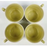 Set of 4 cups with saucers, checkered pattern, Porcelit Pruszkow