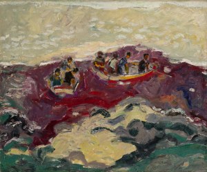 Judyta Sobel (1924 Lwów - 2012 Nowy Jork), Rybacy w łodziach, 1960