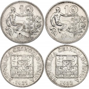 Czechoslovakia 2 x 10 Korun 1931 - 1932