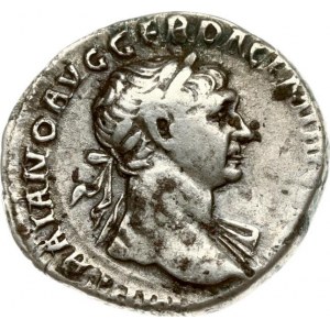 Trajan AR Denarius 112-114 AD - FORT RED