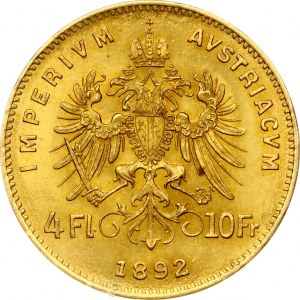 Austria 4 Florins / 10 Francs 1892 Restrike