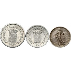1 Franc 1899 & Tokens 10 & 25 Cents 1921 Lot of 3 pcs